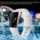 White and dark sport watch bands with textured finish, shown in water splashes.