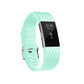 Adjustable sport watch band with diamond pattern, light mint strap and metal buckle