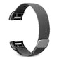 Stainless steel mesh smartwatch band, silver tone with clasp, size L