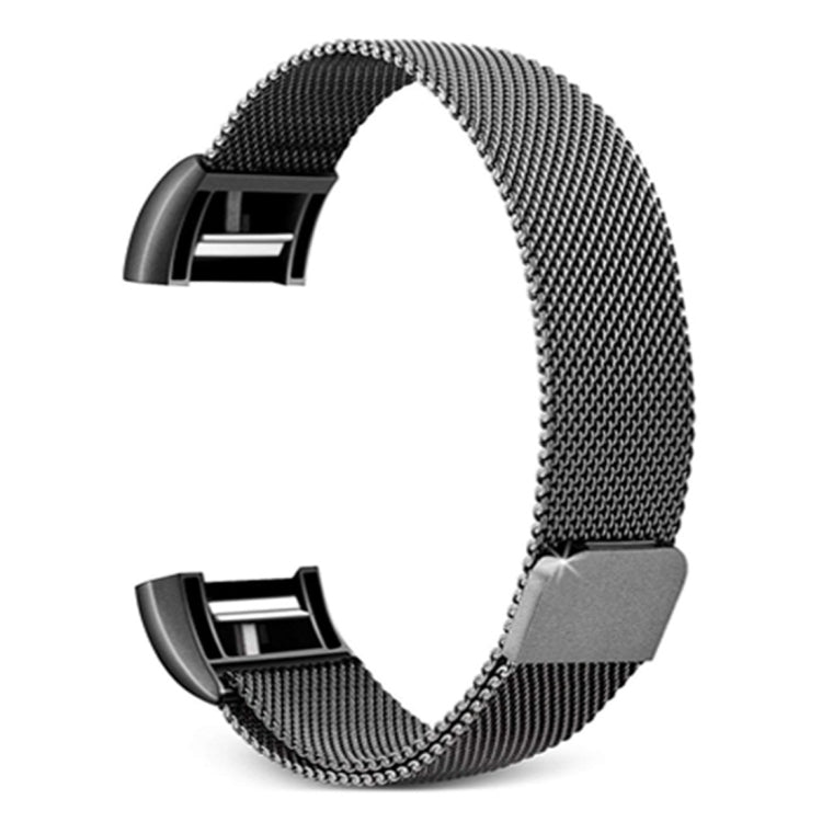 Stainless steel mesh smartwatch band, silver tone with clasp, size L