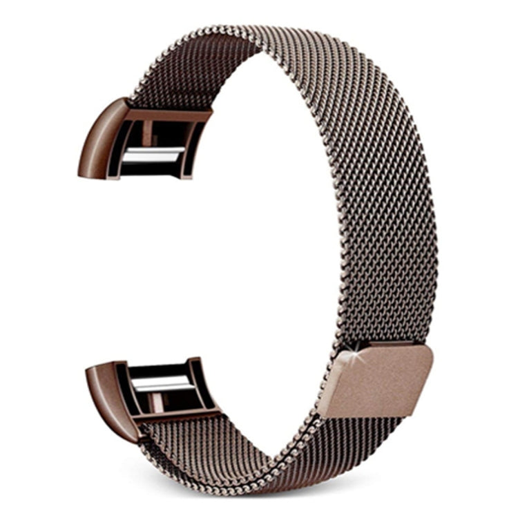 Stainless steel mesh smartwatch band, coffee brown tone with clasp, size L