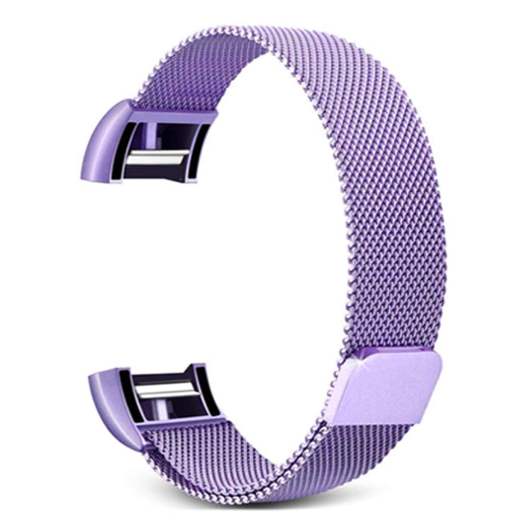 Stainless steel watch band, size L, lavender mesh with metal clasp