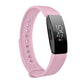 Light pink silicone watch band with perforated strap and black smartwatch display