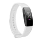 White silicone watch band with perforated strap and black smartwatch display