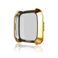 Gold TPU watch case, angled view, clear protective front for Fitbit Versa smartwatch