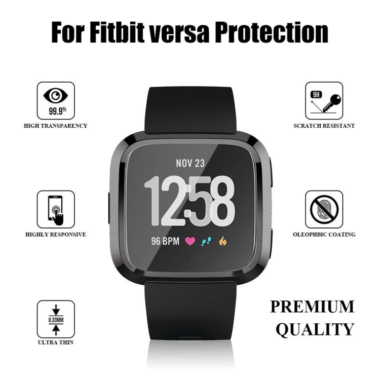 Black soft TPU protective watch case with clear front window for Fitbit Versa smartwatch