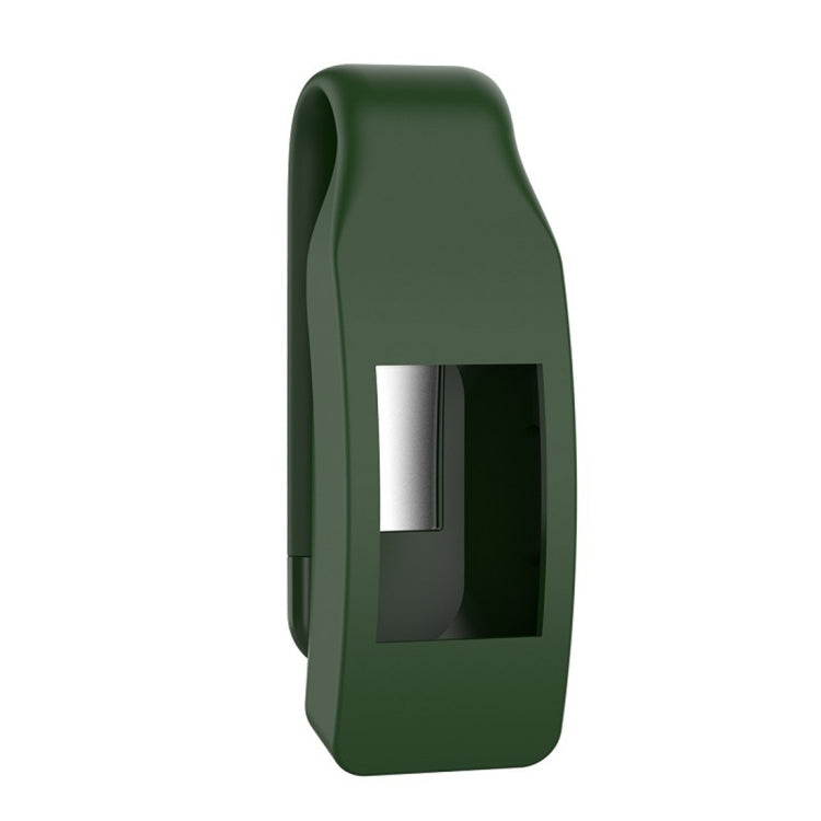 Green silicone clip button protective case for smartwatch, with window opening