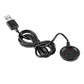 Coiled smart watch charging cable with USB-A plug and round dock puck