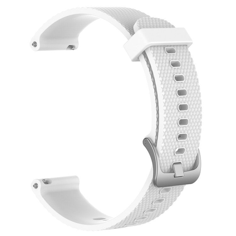 White silicone watch band with textured links and metal buckle for 22mm watch