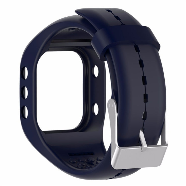 Navy silicone watch band with row holes and metal clasp for POLAR A300