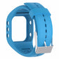 Sky blue silicone smartwatch band with metal buckle clasp and pin holes