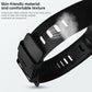 Black silicone watch band with textured surface and adjustable buckle