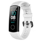 White silicone smartwatch wrist band with adjustable buckle and perforated strap holes