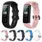 Set of silicone watch bands in pink, black, blue, and white with buckles