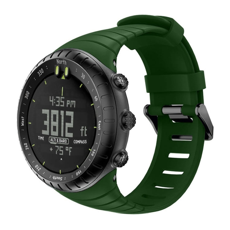 Silicone watch band with metal buckle, dark green, for Suunto Core