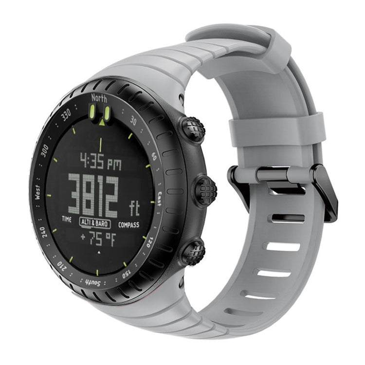 Silicone watch band for Suunto Core in grey, secure clasp and vented strap