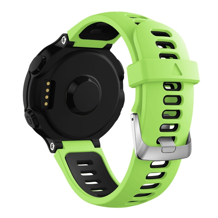 Light green silicone watch band with perforated holes and metal clasp