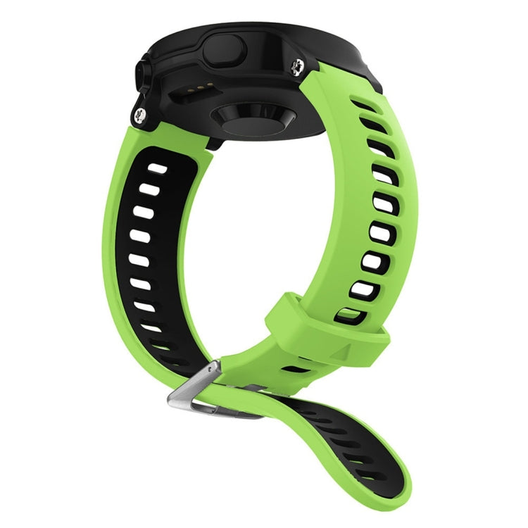 Bright green and black silicone watch strap with perforated track