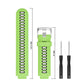 Green silicone watch band with length measurements and two pin tools