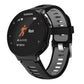 Black silicone smartwatch band with perforated holes and black watch face