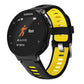 Yellow silicone smartwatch band with perforated holes and black watch face