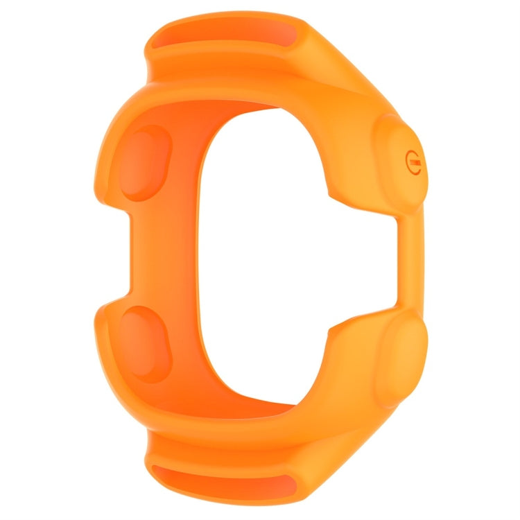 Orange silicone protective case with screen cutout and raised protective edges