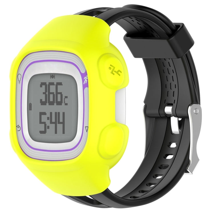 Yellow silicone protective case for smartwatch with display window and side buttons