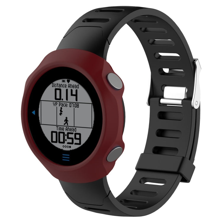 Silicone protective smartwatch case in brown with oval screen window and side cutouts