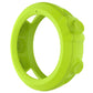 Silicone protective case for smart watch in bright green, side profile with circular openings.