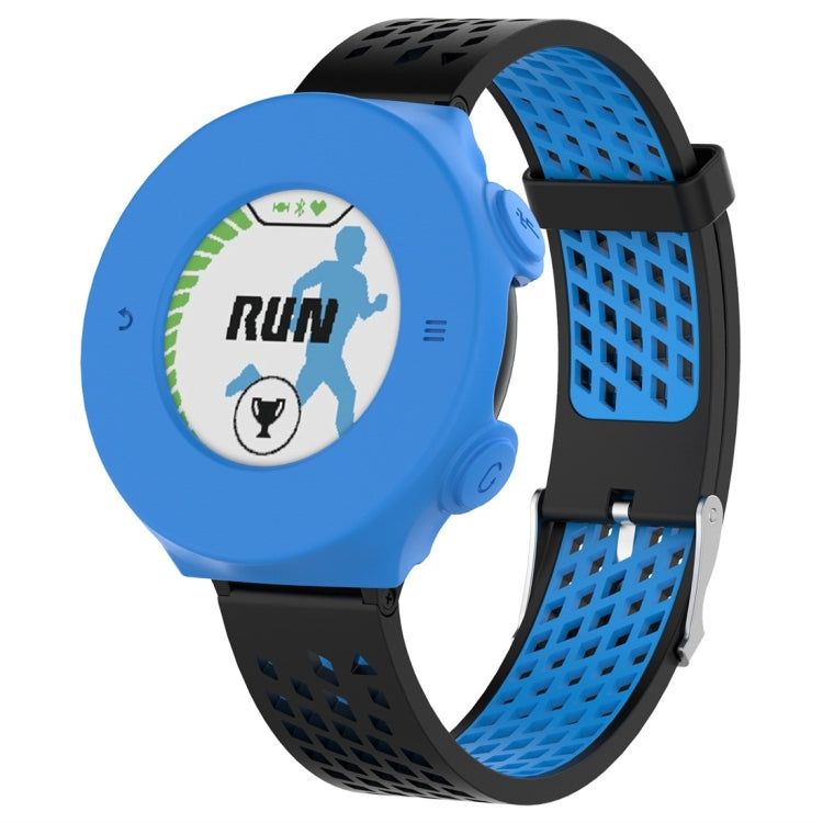 Silicone protective case for Garmin Forerunner 620, blue case with blue perforated strap