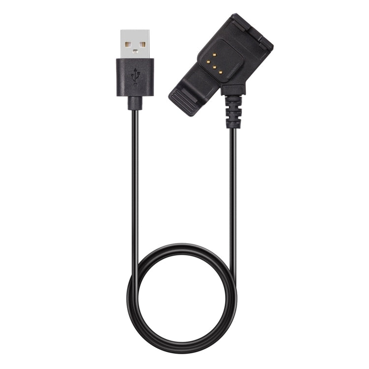 Black charging and data cable with USB-A plug and 4-pin connector
