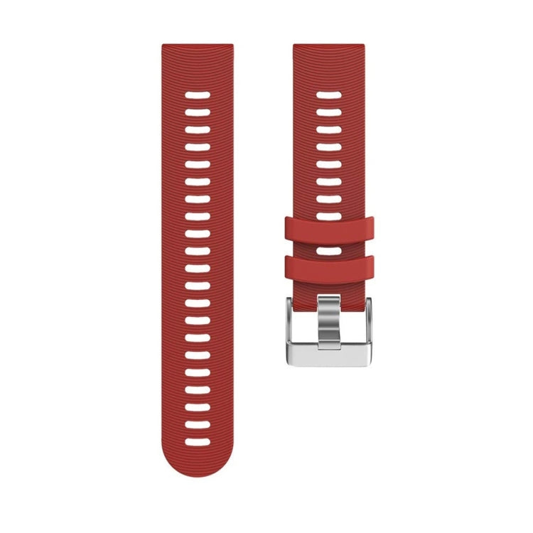 Red silicone watch band for Garmin Forerunner 245, with clasp and perforated links
