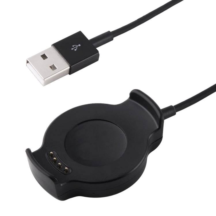 Black watch charging cradle with USB-A plug and charging pin contacts