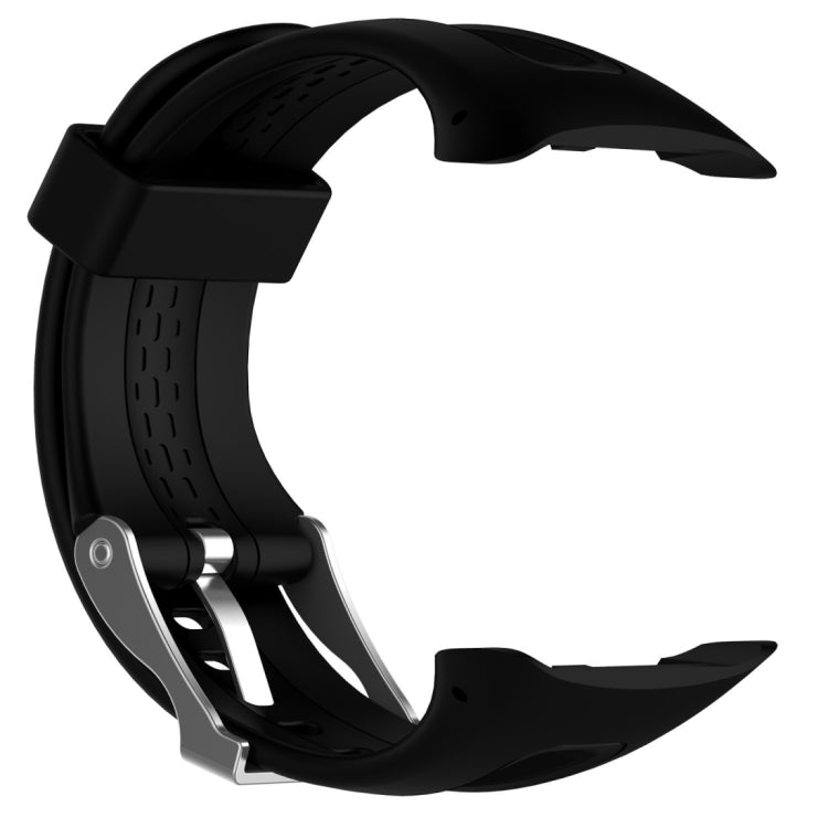 Silicone sport watch band, black with perforated strap texture, for Garmin Forerunner 10/15