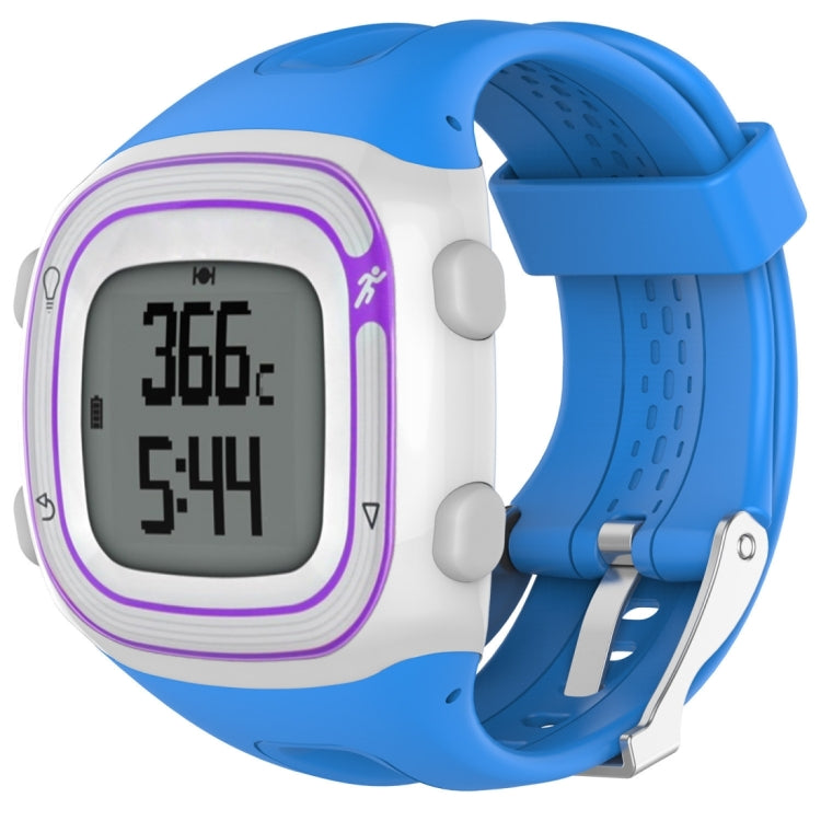 Silicone sport watch band, dark blue with purple trim, for Garmin Forerunner 10/15