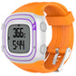 Silicone sport watch band, orange with purple trim, for Garmin Forerunner 10/15