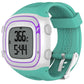 Silicone sport watch band, mint green with purple trim, for Garmin Forerunner 10/15