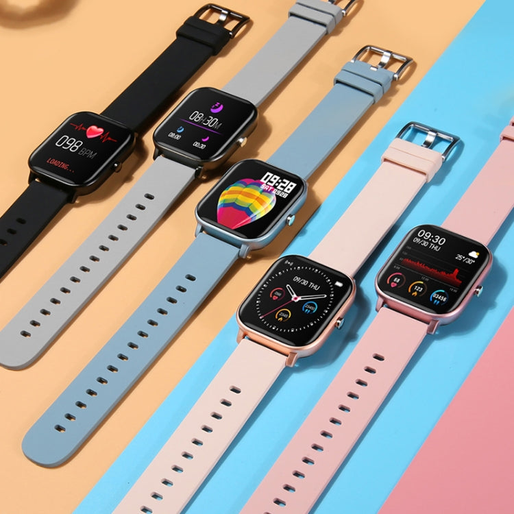 Assorted square smartwatches with silicone bands in multiple colors, screens visible