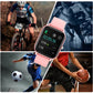 Pink fitness smartwatch with touchscreen display and heart rate monitoring