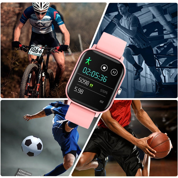 Pink fitness smartwatch with touchscreen display and heart rate monitoring