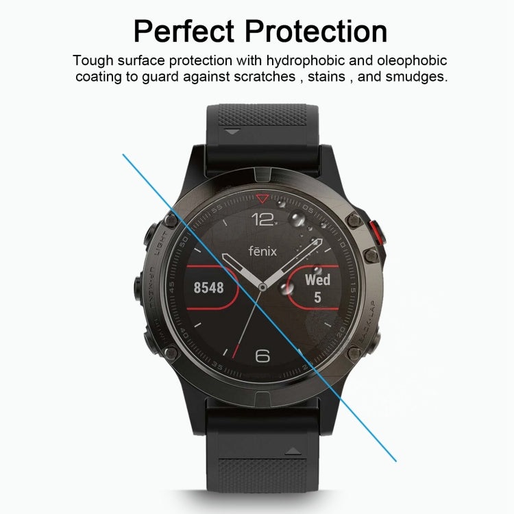 Tempered glass screen protector film on smartwatch with hydrophobic coating