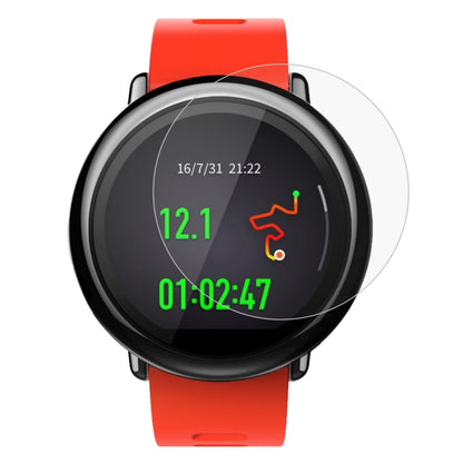 Tempered glass screen protector on red smartwatch, clear 2.5D cover film
