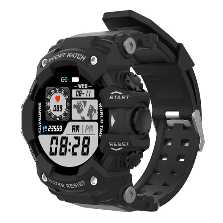 Black outdoor sports smartwatch with circular TFT display showing time and icons