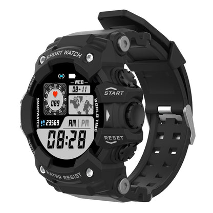 Black outdoor sports smartwatch with circular TFT display showing time and icons