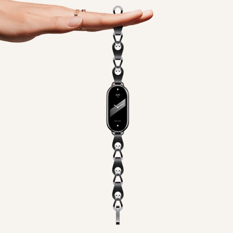 Dark chain bracelet for a fitness watch, with metal clasp and link extender