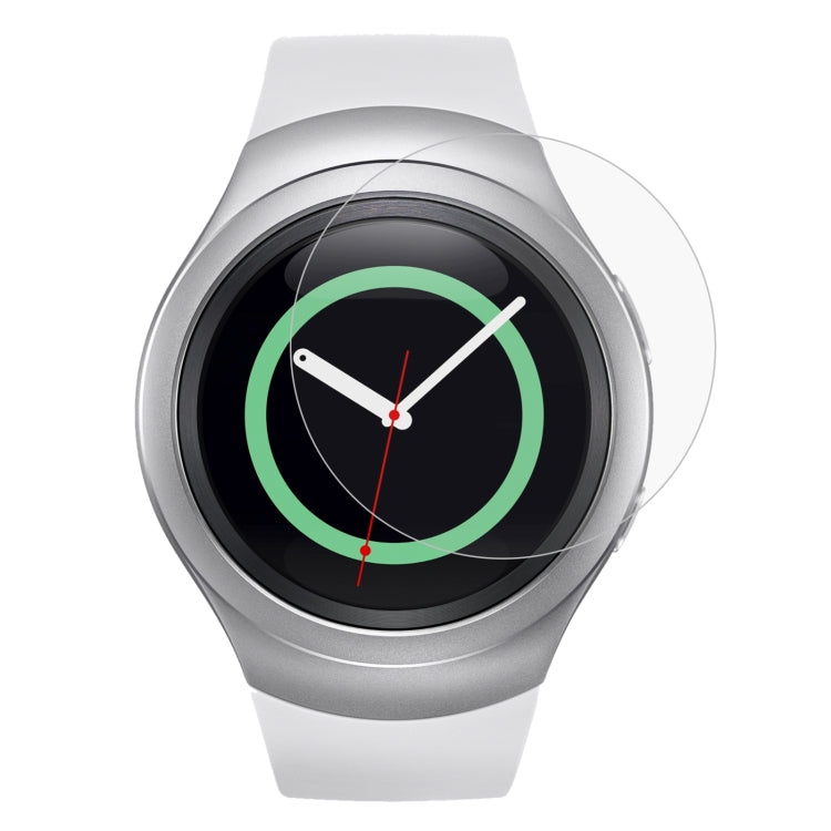Tempered glass screen protector film for round smartwatch display, clear and seamless
