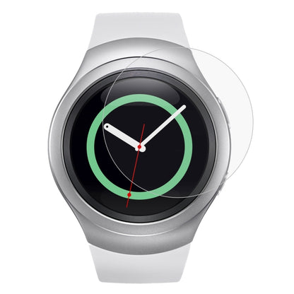 Tempered glass screen protector film for round smartwatch display, clear and seamless