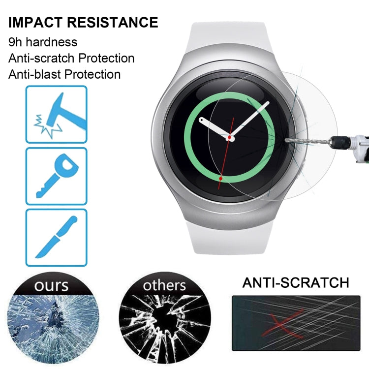 Impact-resistant round tempered glass screen protector film for smartwatch display
