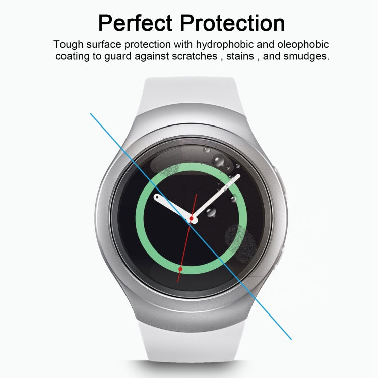 Round tempered glass screen protector film with hydrophobic, anti-smudge coating