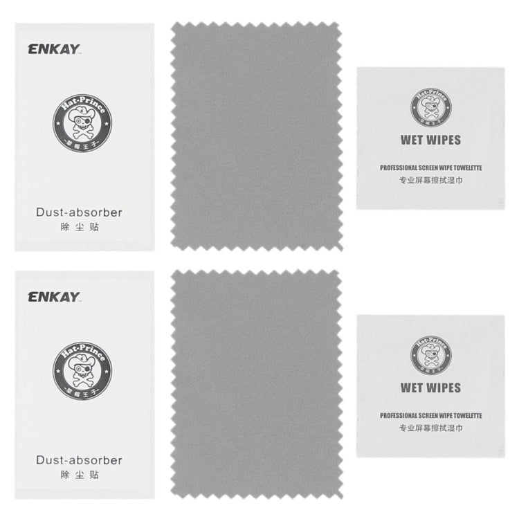 ENKAY screen protector kit includes dust-absorber cloth and wet wipes